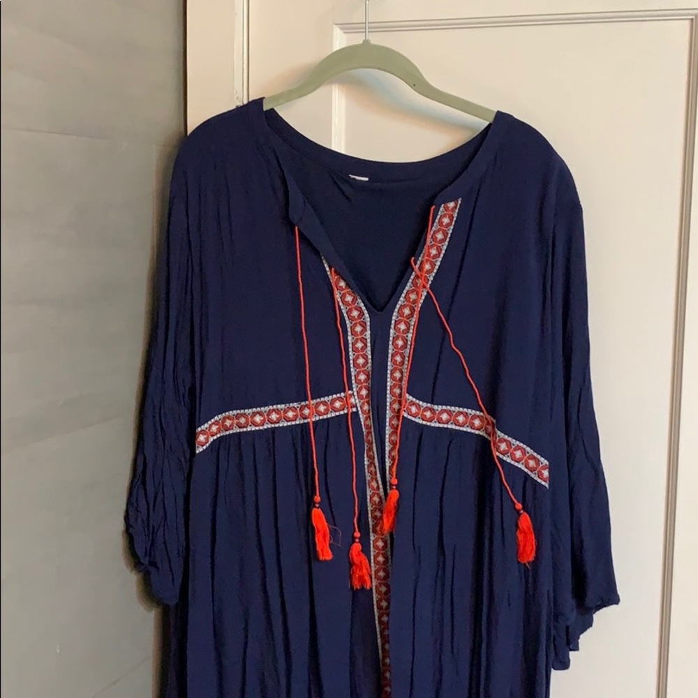 Boho embroidered tassel beach dress